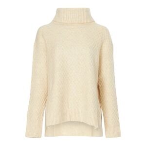 Adam Lippes Marled Turtleneck Sweater High Low Off White Cream Size Small